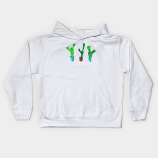 Succulent cacti in pots - mixed media collage Kids Hoodie